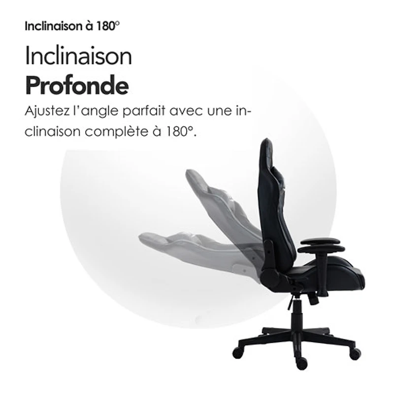 Fauteuil de jeu ergonomique à dossier haut en similicuir Gladius de Naz - Noir