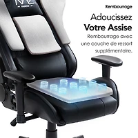 Fauteuil de jeu ergonomique à dossier haut en similicuir Gladius de Naz - Noir