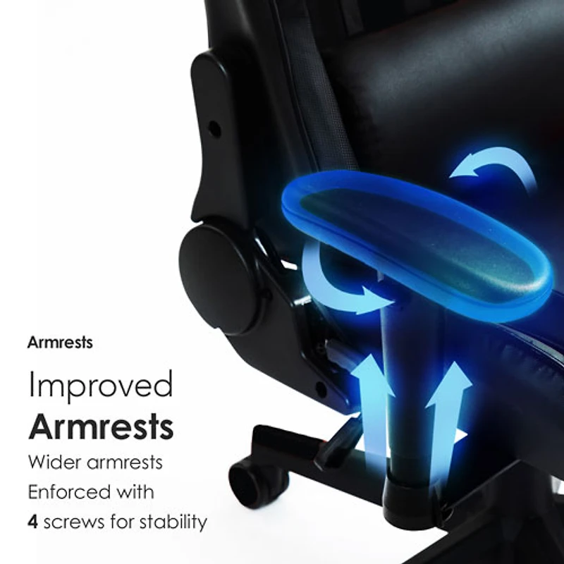 Fauteuil de jeu ergonomique à dossier haut en similicuir Gladius de Naz - Noir