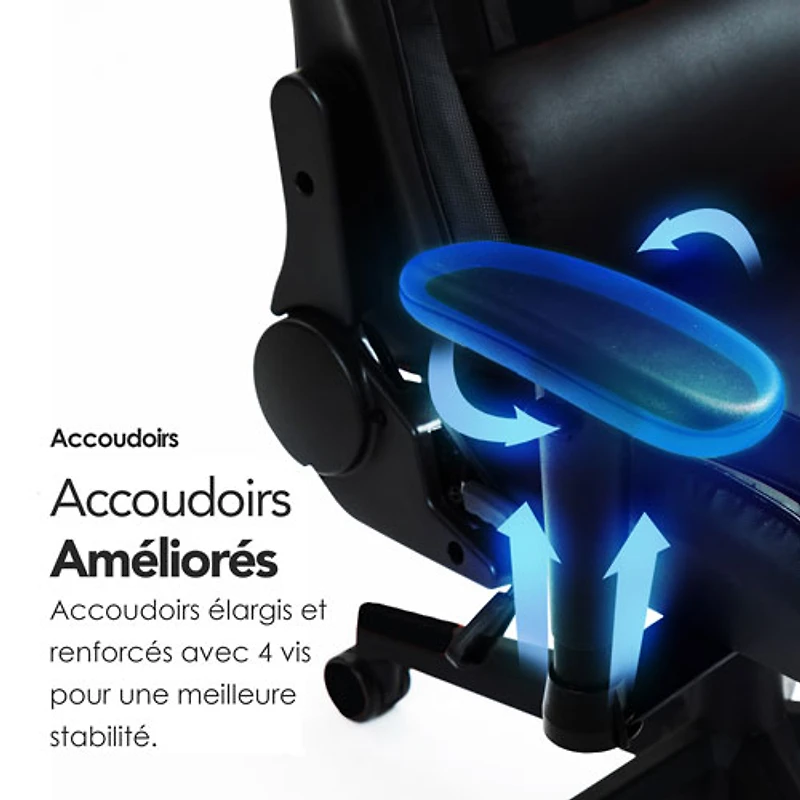 Fauteuil de jeu ergonomique à dossier haut en similicuir Gladius de Naz - Noir