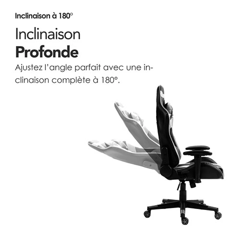 Naz Gladius Ergonomic High-Back Faux Leather Gaming Chair - Black/White