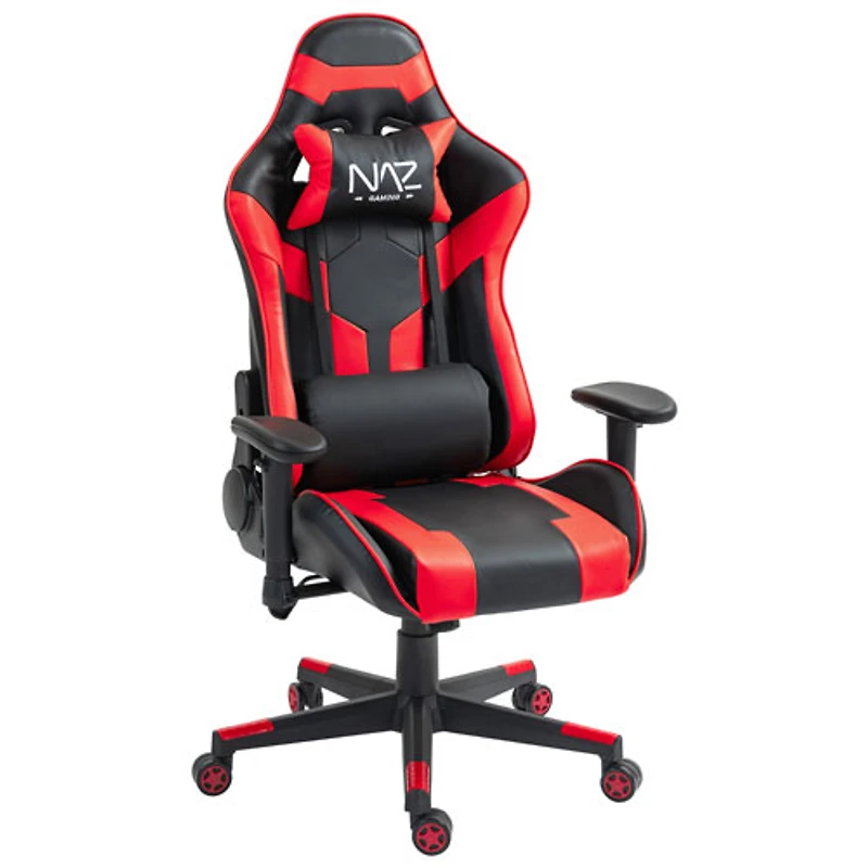 Fauteuil de jeu ergonomique à dossier haut en similicuir Gladius de Naz - Rouge