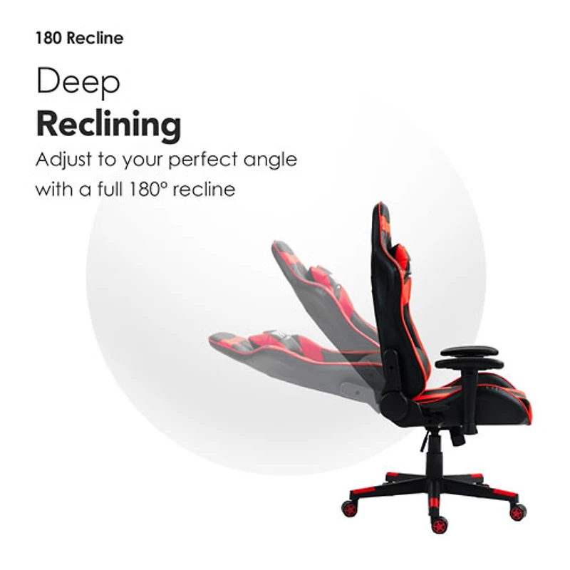 Fauteuil de jeu ergonomique à dossier haut en similicuir Gladius de Naz - Rouge