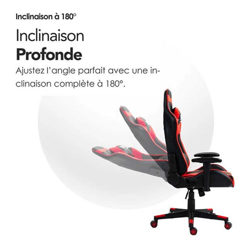 Fauteuil de jeu ergonomique à dossier haut en similicuir Gladius de Naz - Rouge