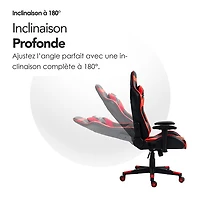 Fauteuil de jeu ergonomique à dossier haut en similicuir Gladius de Naz - Rouge