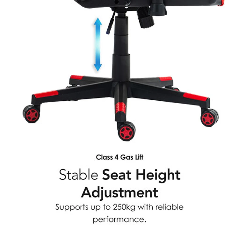 Fauteuil de jeu ergonomique à dossier haut en similicuir Gladius de Naz - Rouge