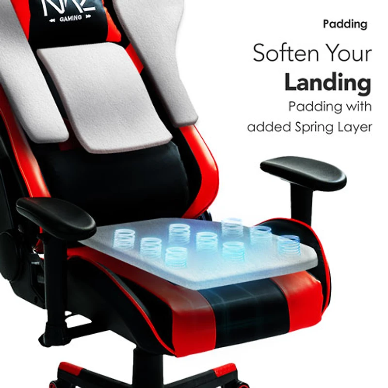 Fauteuil de jeu ergonomique à dossier haut en similicuir Gladius de Naz - Rouge