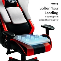 Fauteuil de jeu ergonomique à dossier haut en similicuir Gladius de Naz - Rouge