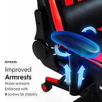 Fauteuil de jeu ergonomique à dossier haut en similicuir Gladius de Naz - Rouge