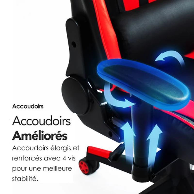 Fauteuil de jeu ergonomique à dossier haut en similicuir Gladius de Naz - Rouge