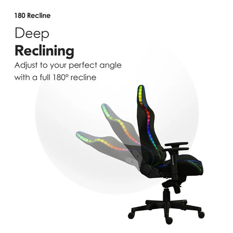 Fauteuil de jeu ergonomique à dossier haut en similicuir Excalibur de Naz avec DEL RVB - Noir