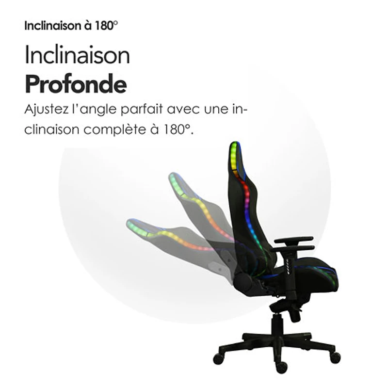 Fauteuil de jeu ergonomique à dossier haut en similicuir Excalibur de Naz avec DEL RVB - Noir
