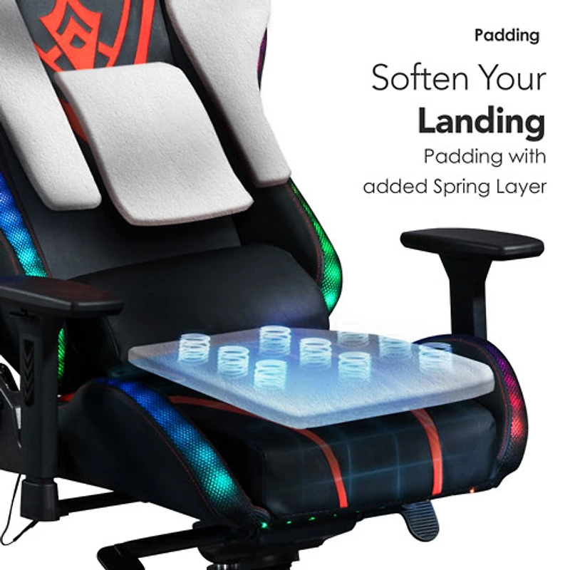 Fauteuil de jeu ergonomique à dossier haut en similicuir Excalibur de Naz avec DEL RVB - Noir