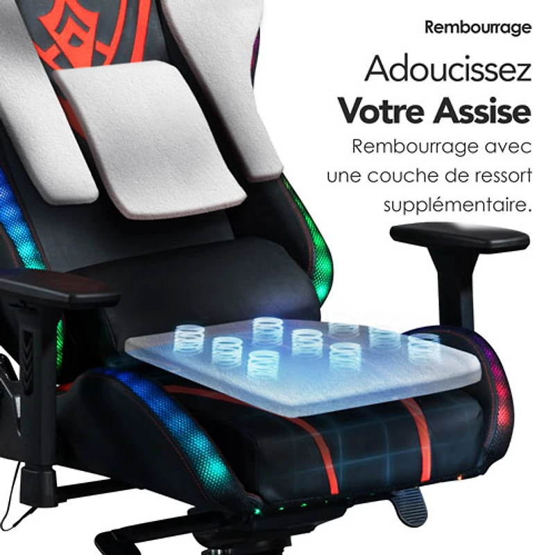 Fauteuil de jeu ergonomique à dossier haut en similicuir Excalibur de Naz avec DEL RVB - Noir