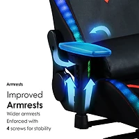 Fauteuil de jeu ergonomique à dossier haut en similicuir Excalibur de Naz avec DEL RVB - Noir