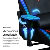 Fauteuil de jeu ergonomique à dossier haut en similicuir Excalibur de Naz avec DEL RVB - Noir