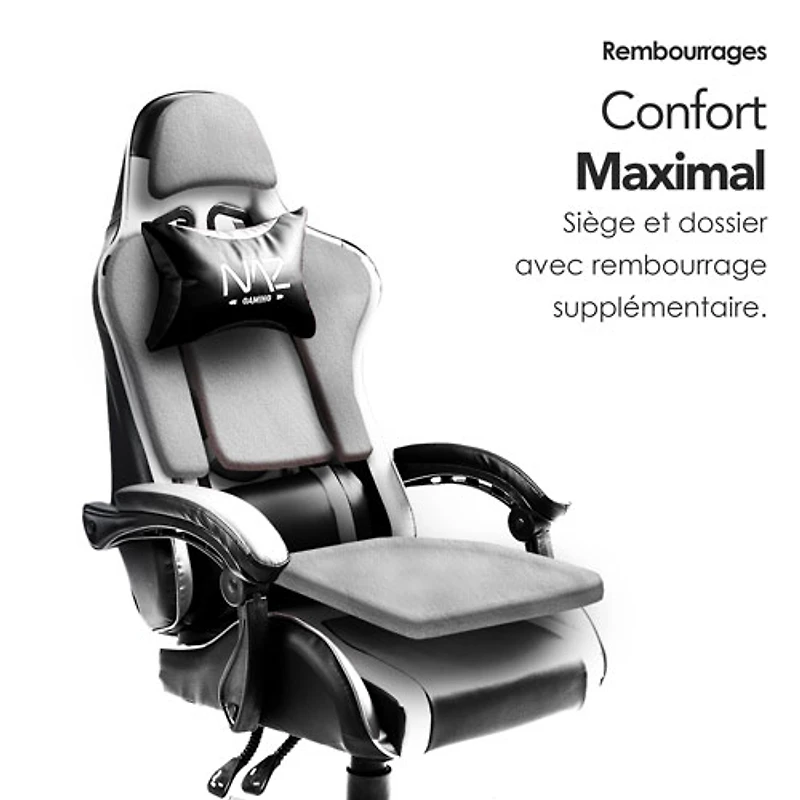 Fauteuil de jeu ergonomique à dossier haut en similicuir Tachi de Naz