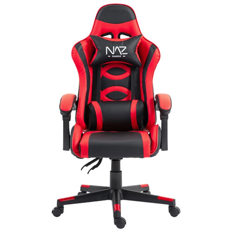 Fauteuil de jeu ergonomique à dossier haut en similicuir Tachi de Naz - Rouge