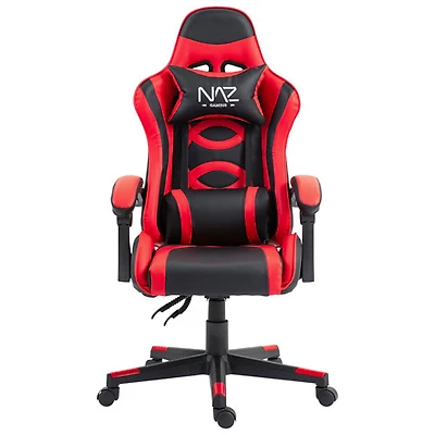Fauteuil de jeu ergonomique à dossier haut en similicuir Tachi de Naz - Rouge