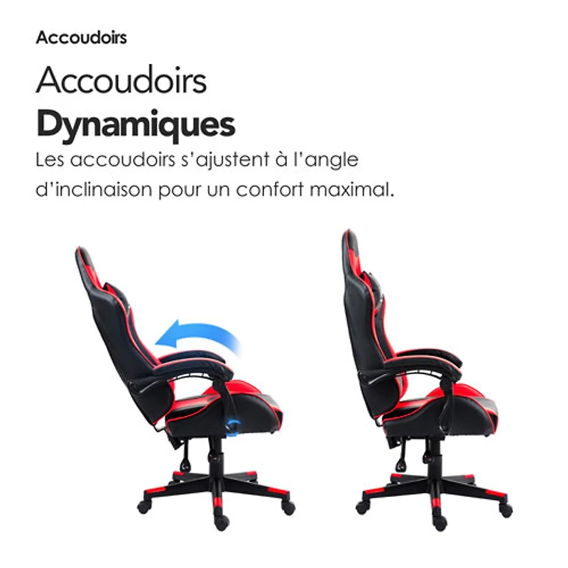 Fauteuil de jeu ergonomique à dossier haut en similicuir Tachi de Naz - Rouge
