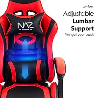 Fauteuil de jeu ergonomique à dossier haut en similicuir Tachi de Naz - Rouge