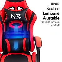 Fauteuil de jeu ergonomique à dossier haut en similicuir Tachi de Naz - Rouge