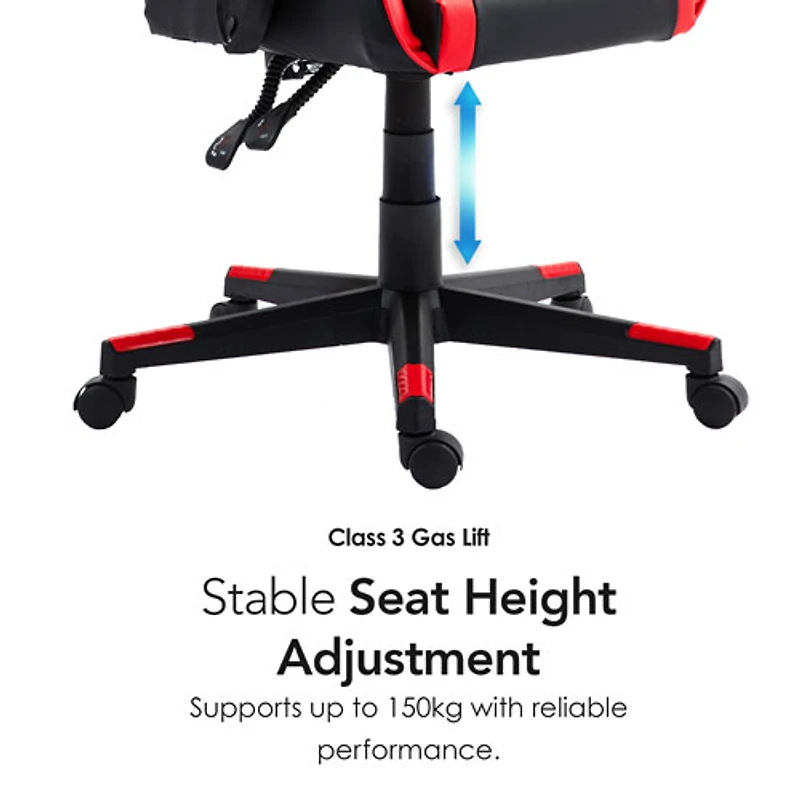 Fauteuil de jeu ergonomique à dossier haut en similicuir Tachi de Naz - Rouge