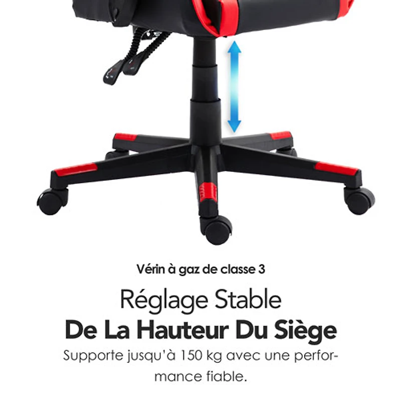 Fauteuil de jeu ergonomique à dossier haut en similicuir Tachi de Naz - Rouge