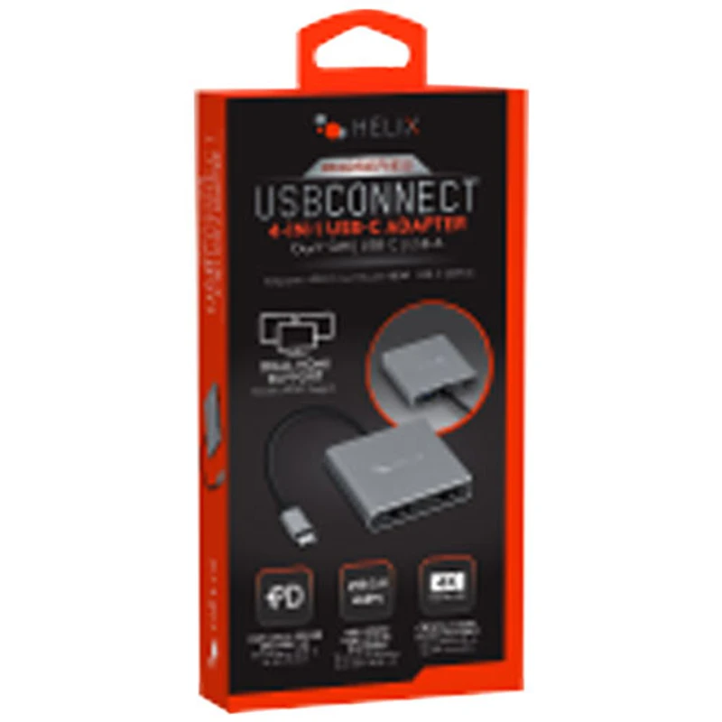 Helix 4-in-1 USB-A to Dual HDMI Adapter with USB-C Power Delivery (ETHHUB4)
