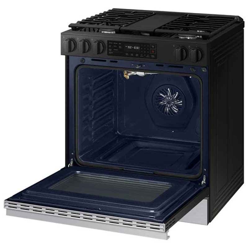 Cuisinière à gaz encastrable à 5 brûleurs et ventilateur à convection 30 po 6 pi³ BESPOKE de Samsung (NSG6DG8300SRAA) - Acier inoxydable noir mat