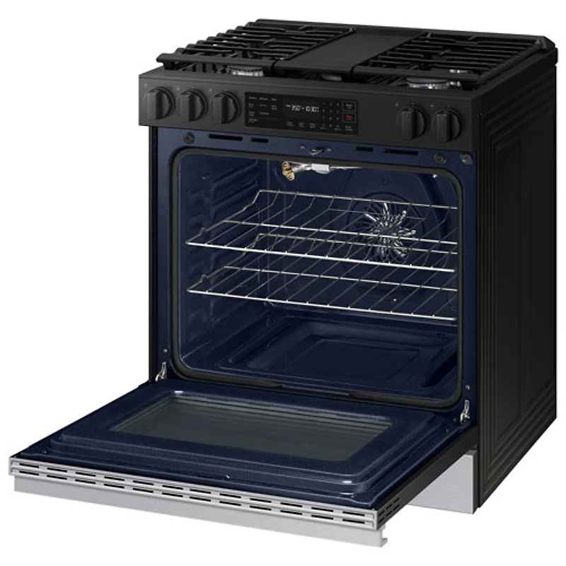 Cuisinière à gaz encastrable à 5 brûleurs et ventilateur à convection 30 po 6 pi³ BESPOKE de Samsung (NSG6DG8300SRAA) - Acier inoxydable noir mat