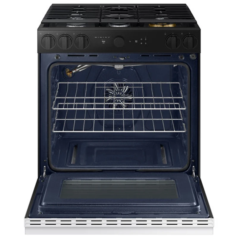 Samsung BESPOKE 30" 6.0 Cu. Ft. True Convection 5-Burner Slide-In Gas Range (NSG6DB870012AA) - White Glass