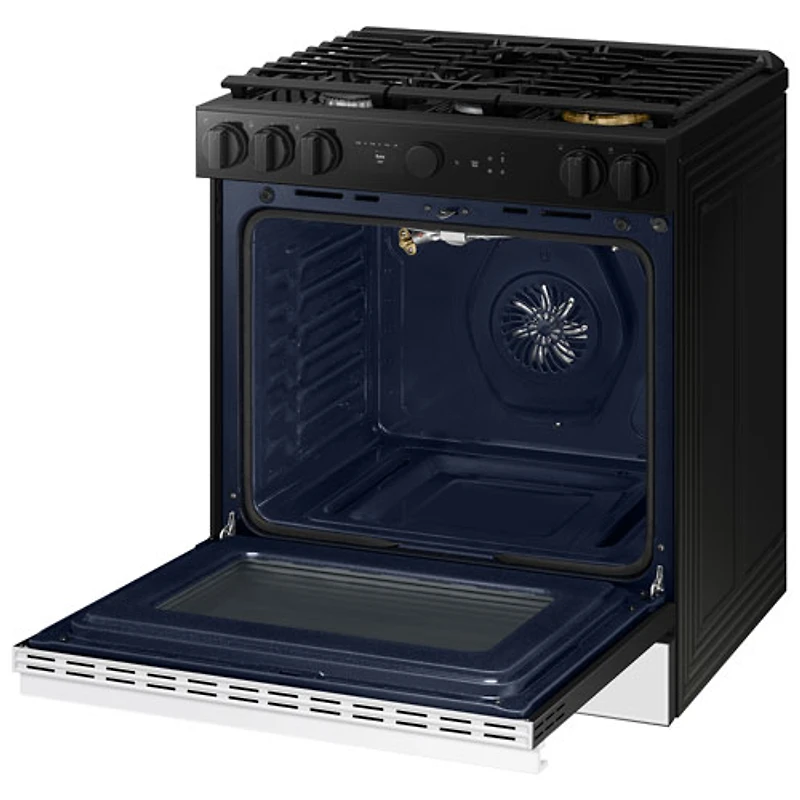 Samsung BESPOKE 30" 6.0 Cu. Ft. True Convection 5-Burner Slide-In Gas Range (NSG6DB870012AA) - White Glass