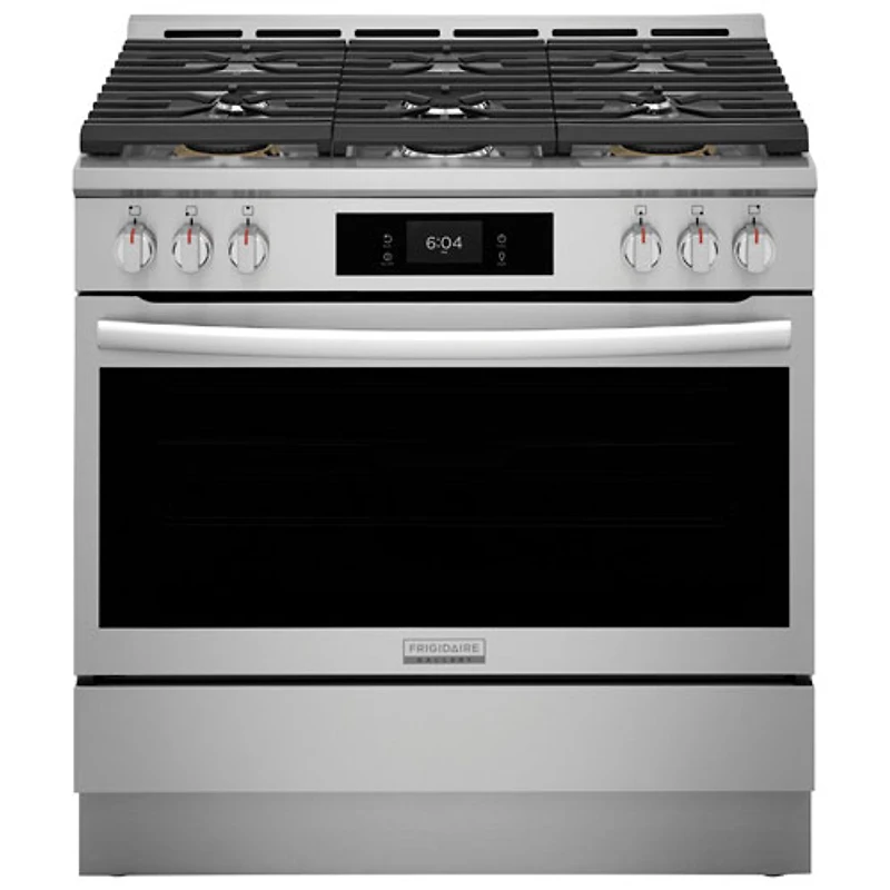 Cuisinière gaz de 36 po avec 6 brûleurs, convection véritable, friture à l'air chaud, four de 4,6 pi³ Pro de Frigidaire (GCFG3661AF) - Inox