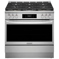 Cuisinière gaz de 36 po avec 6 brûleurs, convection véritable, friture à l'air chaud, four de 4,6 pi³ Pro de Frigidaire (GCFG3661AF) - Inox