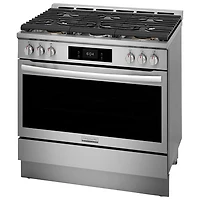 Cuisinière gaz de 36 po avec 6 brûleurs, convection véritable, friture à l'air chaud, four de 4,6 pi³ Pro de Frigidaire (GCFG3661AF) - Inox