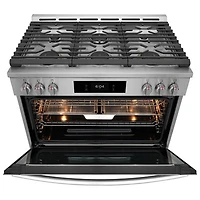 Cuisinière gaz de 36 po avec 6 brûleurs, convection véritable, friture à l'air chaud, four de 4,6 pi³ Pro de Frigidaire (GCFG3661AF) - Inox