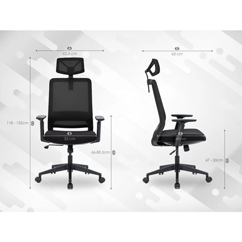 Fauteuil de bureau en filet ergonomique avec appuie-tête Expert de Naz - Noir