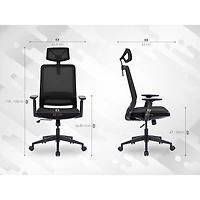 Fauteuil de bureau en filet ergonomique avec appuie-tête Expert de Naz - Noir