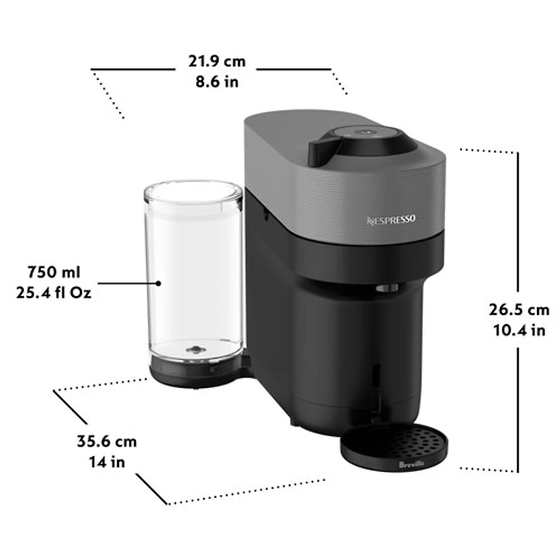 Machine à café/espresso Vertuo Pop+ de Nespresso par Breville - Gris foncé
