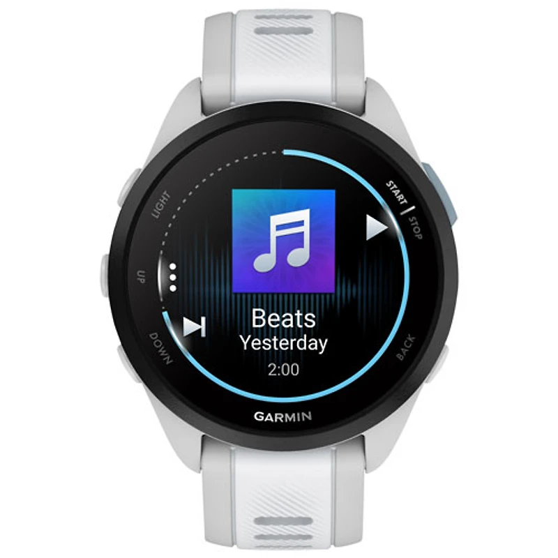 Montre intelligente Bluetooth de 45 mm Forerunner 165 Music de Garmin pour la course - Moyen/Grand - Gris brume/Blanc