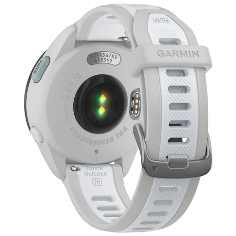 Montre intelligente Bluetooth de 45 mm Forerunner 165 de Garmin pour la course - Moyen/Grand - Gris brume/Blanc