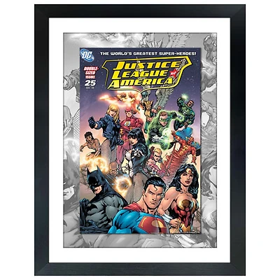 Impression encadrée de la couverture de la bande dessinée Justice League numéro 25 de Frameworth (26 x 34 po)