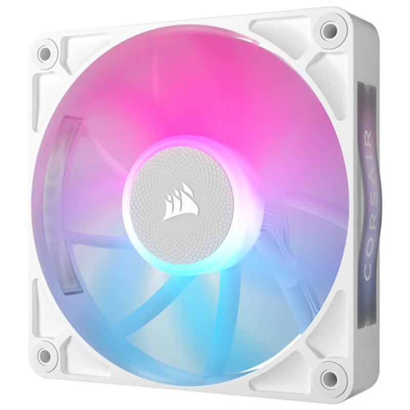 Ventilateur de boîtier PWM RX120 RVB de 120 mm de Corsair - Blanc (nécessite le concentrateur de système iCUE LINK)