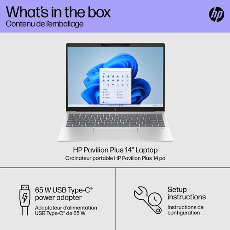 Portable de 14 po Pavilion Plus de HP (Core Ultra 5 d'Intel avec Evo d'Intel/RAM 16 Go/SSD 1 To)