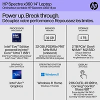HP Spectre x360 14" Touchscreen 2-in-1 Laptop (Intel Core Ultra 7 with Intel Evo/32GB RAM/2TB SSD)