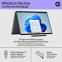 Portable 2-en-1 à écran tactile de 16 po Spectre de HP (Core Ultra 7 avec Evo d'Intel/RAM 32 Go/SSD 1 To/Arc d'Intel)
