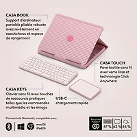 Ensemble bureau escamotable Casa de Logitech avec support pour portable, clavier et pavé tactile pour portable/MacBook (10 à 17 po) - Rose