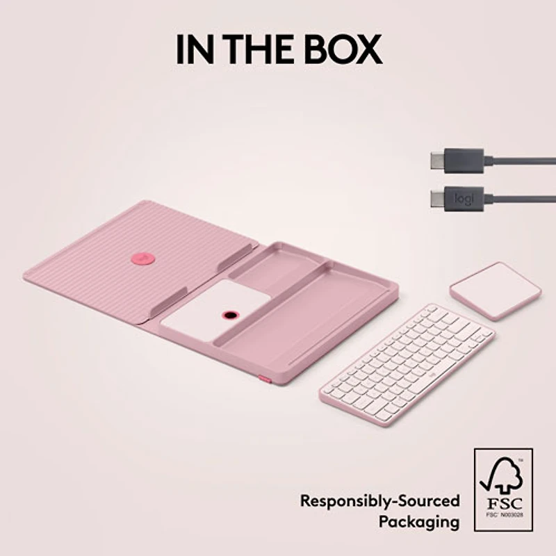 Ensemble bureau escamotable Casa de Logitech avec support pour portable, clavier et pavé tactile pour portable/MacBook (10 à 17 po) - Rose
