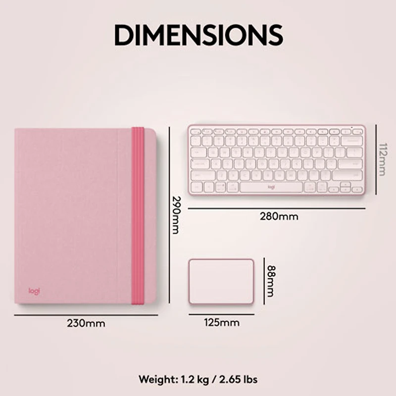 Ensemble bureau escamotable Casa de Logitech avec support pour portable, clavier et pavé tactile pour portable/MacBook (10 à 17 po) - Rose